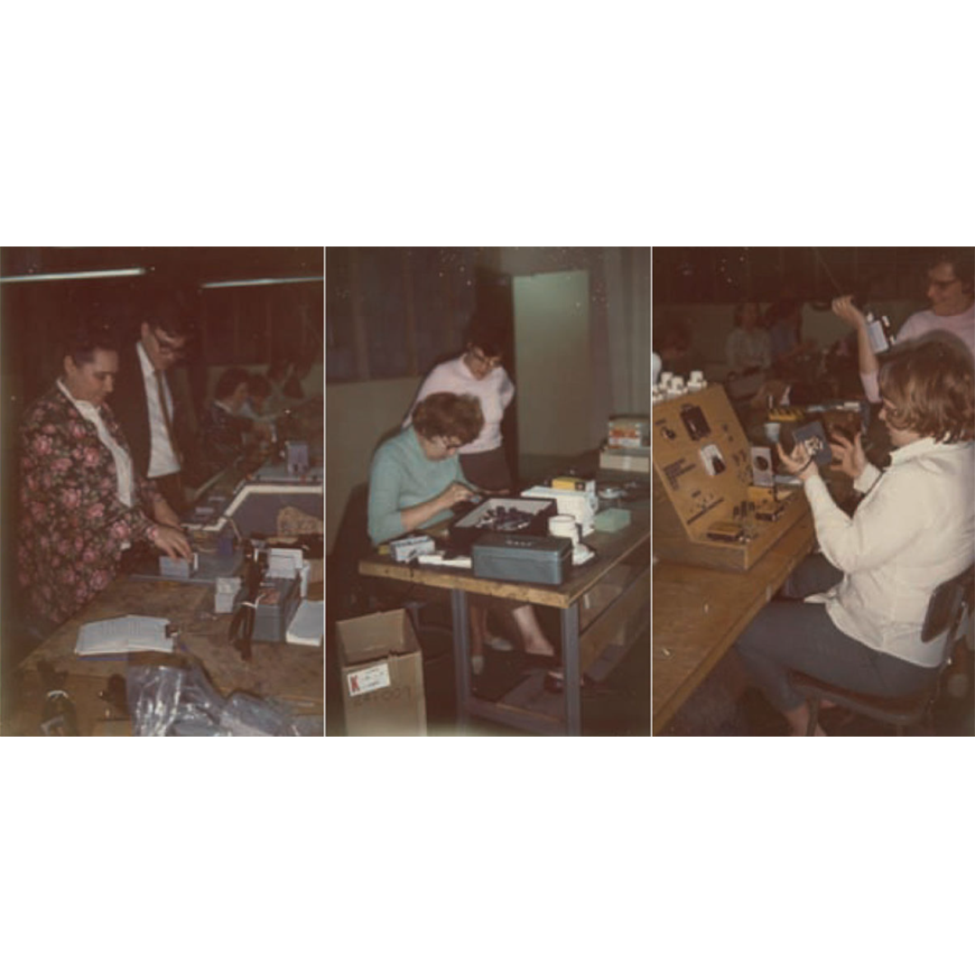 To this day, every Lutron dimmer is hand-tested to ensure a high level of quality. In these undated photos, circa 1969, line workers build and hand-test a variety of Lutron products.