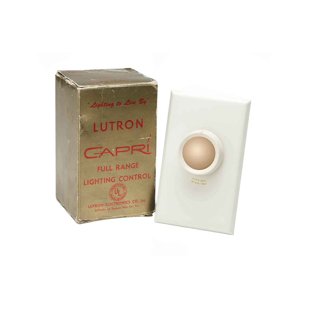 Capri® dimmer and marketing materials -The original style of dimmer commercialized by Joel Spira in the early 1960s—the Capri. 
